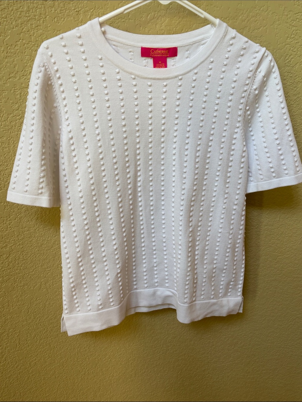 Catherines White Textured Dot Knit Tee